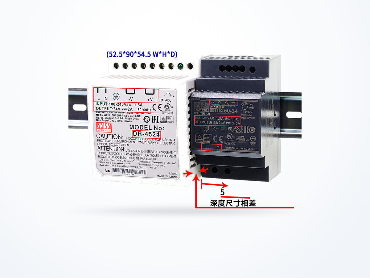 MEAN WELL HDR-60-24 60W 24V 2.5A DIN Rail, photo 4