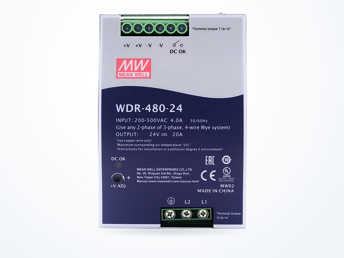MEAN WELL WDR-480-24 480W 24V 20A DIN Rail, photo 2